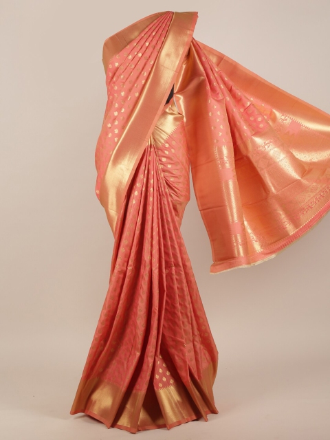 

Pothys Pink & Gold-Toned Floral Zari Art Silk Saree