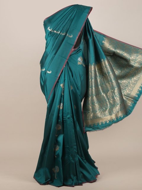 

Pothys Green & Gold Ethnic Motifs Printed Art Silk Saree