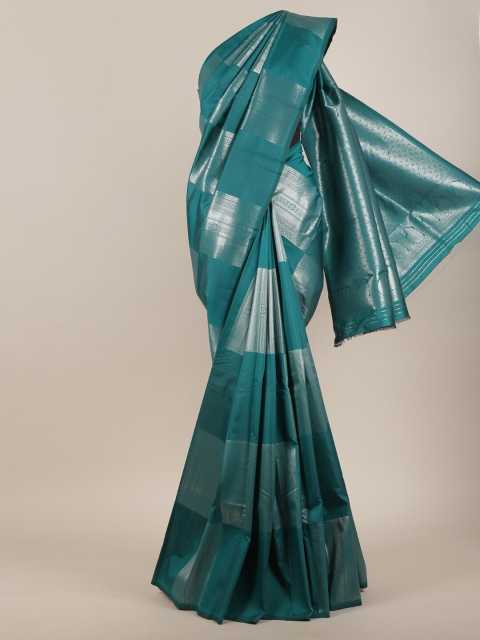 

Pothys Teal Green & Silver-Toned Art Silk Saree