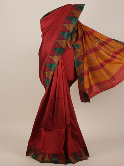 

Pothys Maroon & Mustard Yellow Art Silk Saree