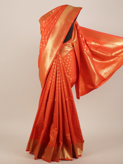 

Pothys Orange & Gold-Coloured Ethnic Motifs Zari Woven Design Art Silk Saree