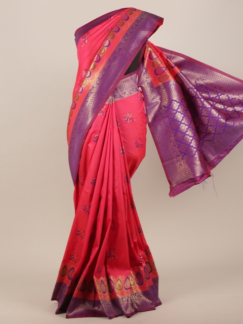 

Pothys Pink & Violet Ethnic Motifs Art Silk Saree
