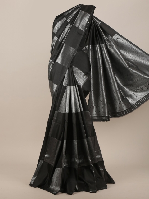 

Pothys Black & Silver-Toned Art Silk Saree
