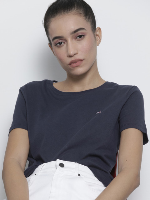 

Tommy Hilfiger Women Navy Blue Slim Fit T-shirt