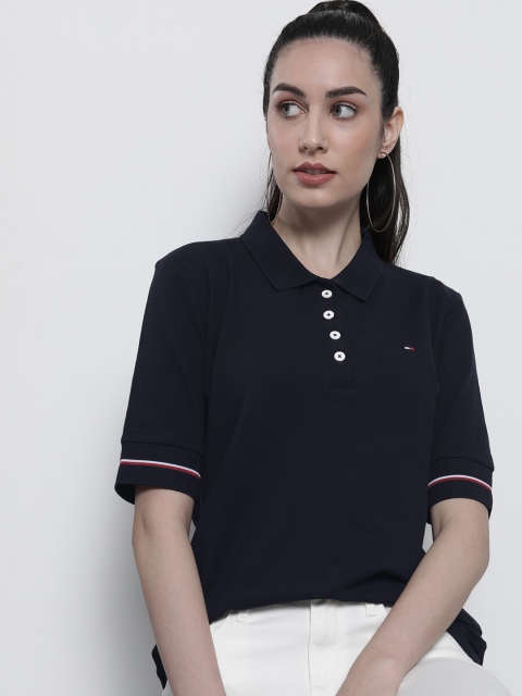 

Tommy Hilfiger Women Navy Blue Polo Collar T-shirt