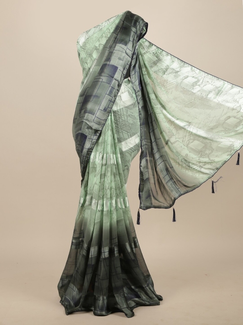 

Pothys Green & Blue Abstract Printed Saree