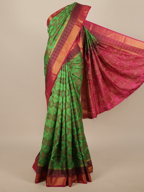 

Pothys Green & Red Ethnic Motifs Jute Silk Saree