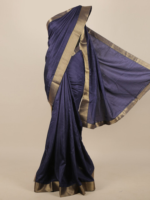 

Pothys Navy Blue & Gold-Toned Jute Silk Saree