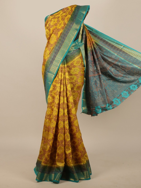 

Pothys Yellow & Blue Jute Silk Saree