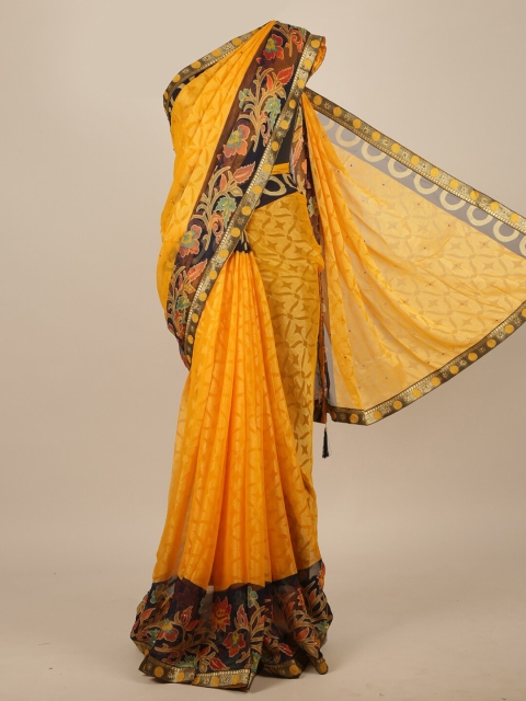 

Pothys Yellow & Brown Ethnic Motifs Brasso Printed Saree