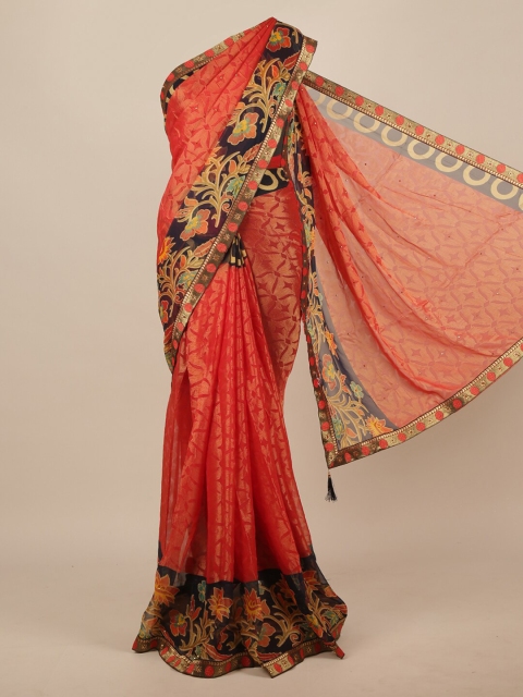 

Pothys Red & Black Floral Printed Saree