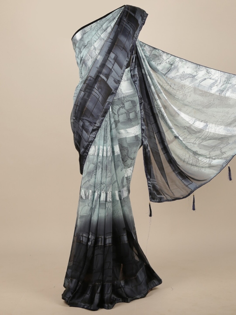 

Pothys Poly Chiffon Grey Ombre Printed Saree