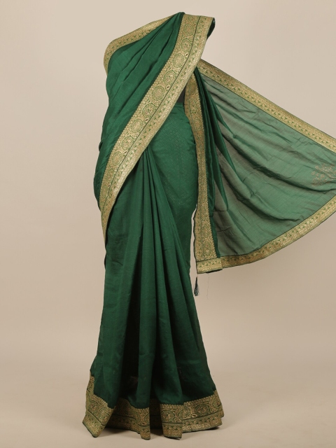 

Pothys Green & Gold-Toned Zari Jute Silk Saree