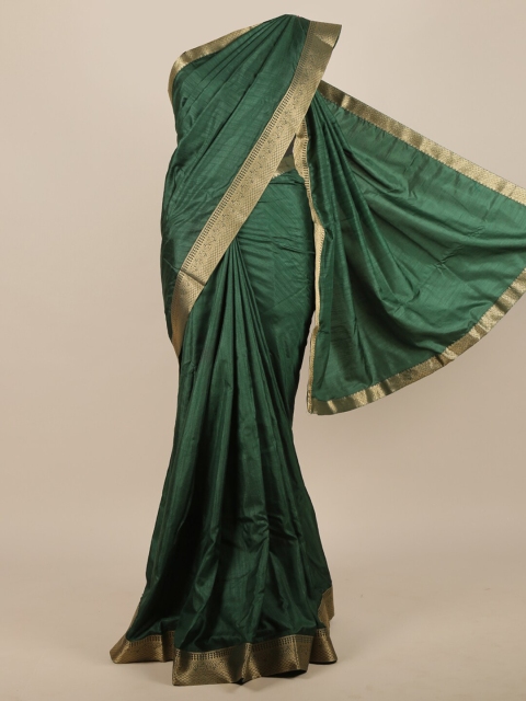 

Pothys Green & Gold-Coloured Zari Border Jute Silk Saree