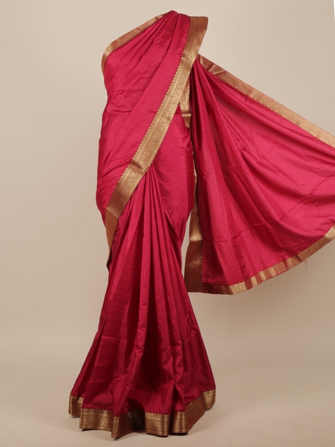 

Pothys Maroon & Gold Zari Border Jute Silk Saree