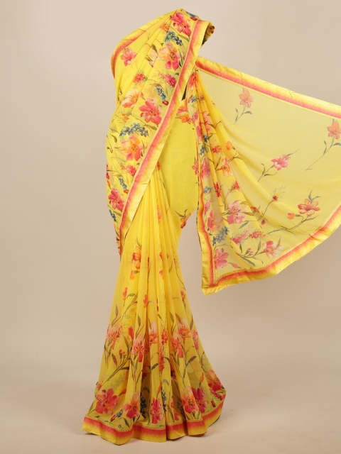 

Pothys Women Yellow Floral Printed Saree