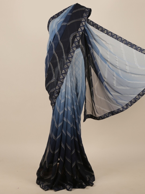 

Pothys Blue & Black Geometric Foil Printed Saree