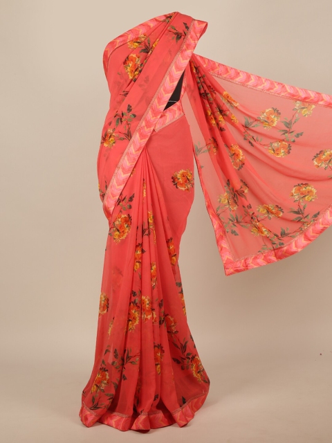

Pothys Peach-Coloured & Yellow Floral Printed Saree