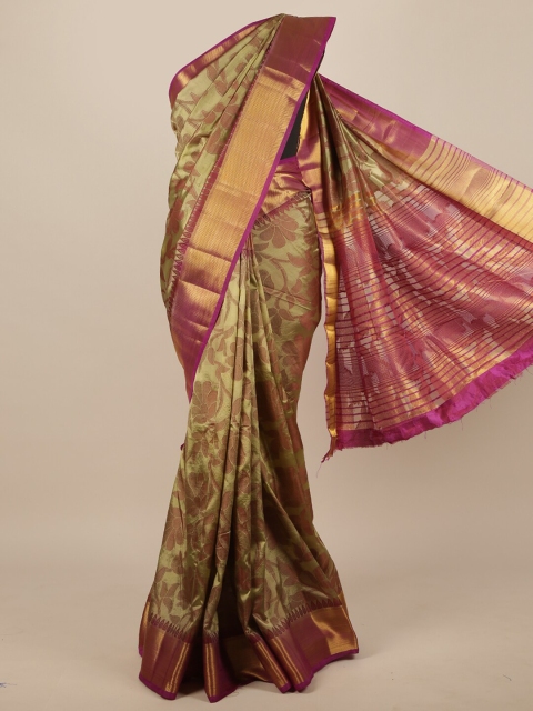 

Pothys Tan & Pink Ethnic Motifs Jute Silk Saree