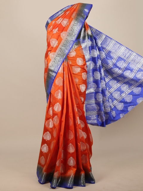 

Pothys Women Orange & Blue Ethnic Woven Designed Saree