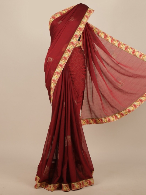 

Pothys Maroon Ethnic Motifs Zari Saree