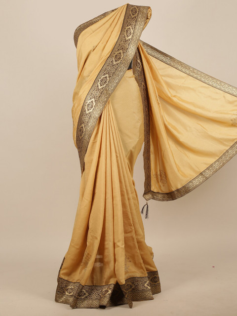 

Pothys Women Cream-Coloured Ethnic Woven Border Designed Saree