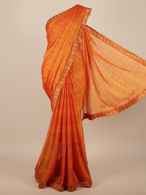 

Pothys Mustard & Red Ethnic Motifs Saree