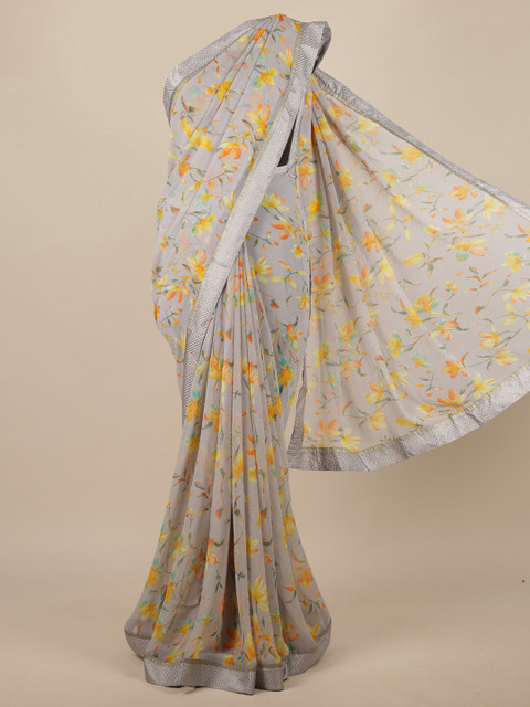 

Pothys Grey & Yellow Floral Saree