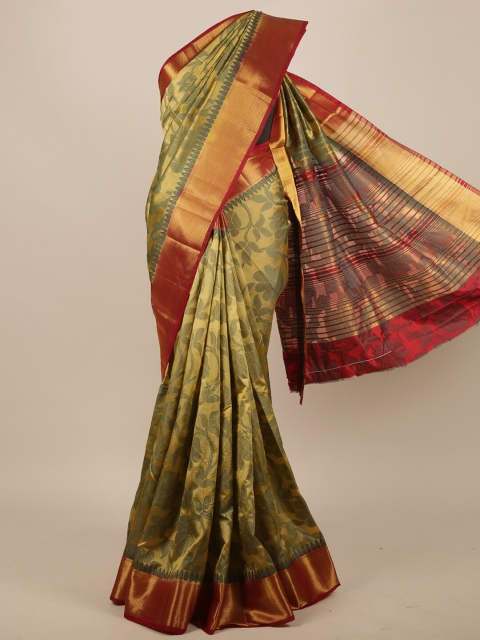 

Pothys Women Gold-Tone & Red Floral Woven Designed Saree