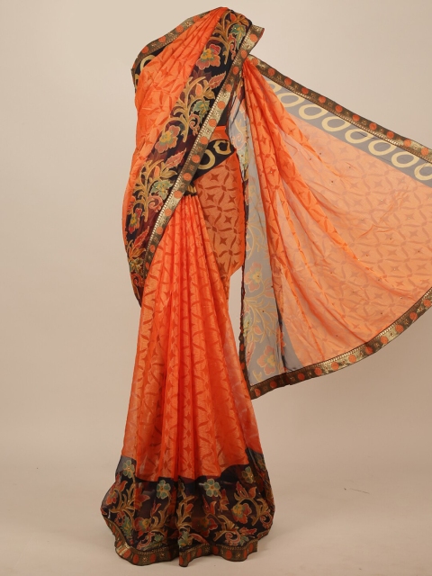 

Pothys Orange & Black Brasso Printed Saree