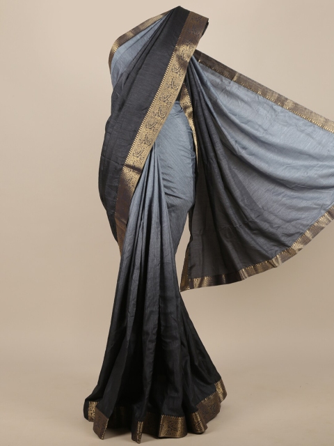 

Pothys Grey & Copper-Toned Zari Border Jute Silk Saree