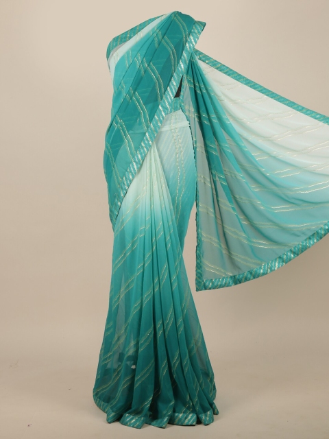 

Pothys Sea Green & Off White Ombre Saree
