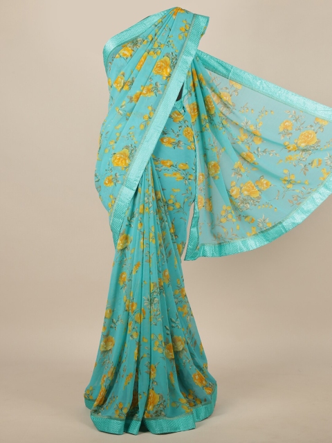

Pothys Green & Yellow Floral Printed Saree