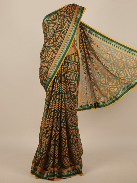 

Pothys Green Printed Zari Border Saree