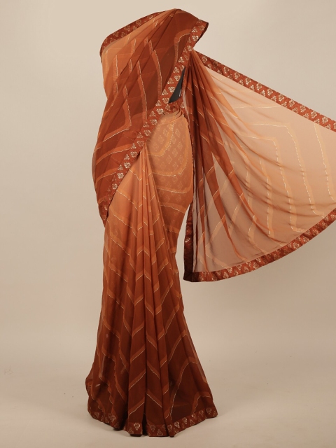 

Pothys Brown & Gold-Coloured Abstract Foil Printed Saree
