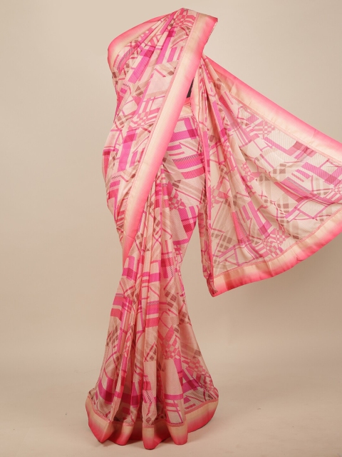 

Pothys Pink & Peach-Coloured Geometric Printed Saree