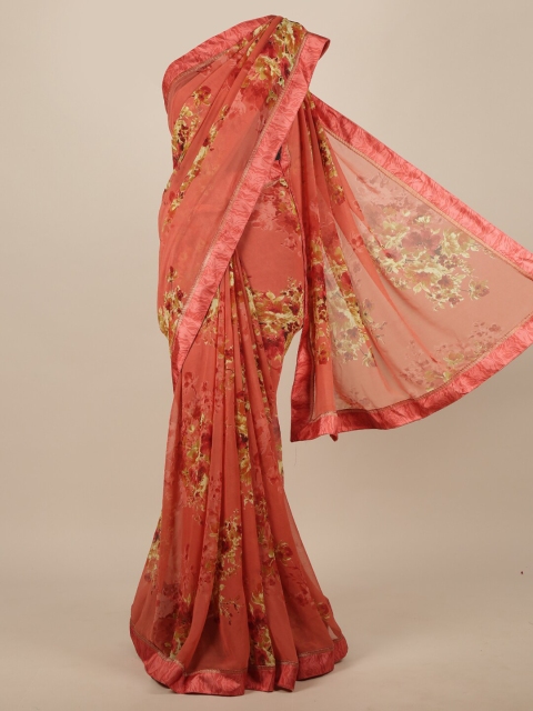 

Pothys Poly Chiffon Pink Floral Printed Saree