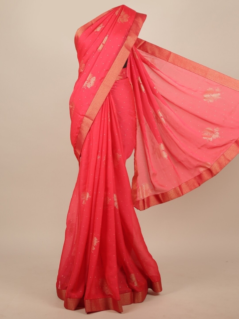 

Pothys Pink & Gold-Toned Woven Design Saree