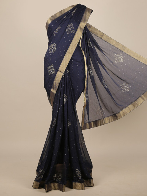 

Pothys Navy Blue Floral Saree