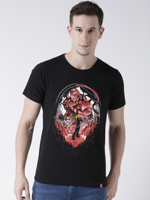 

ComicSense xyz Men Black & Multicoloured Printed Round Neck T-shirt
