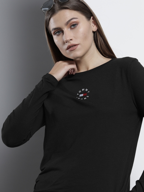 

Tommy Hilfiger Women Black Solid Slim Fit T-shirt