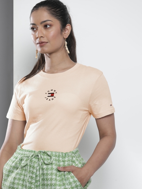 

Tommy Hilfiger Women Beige Slim Fit Embroidered T-shirt