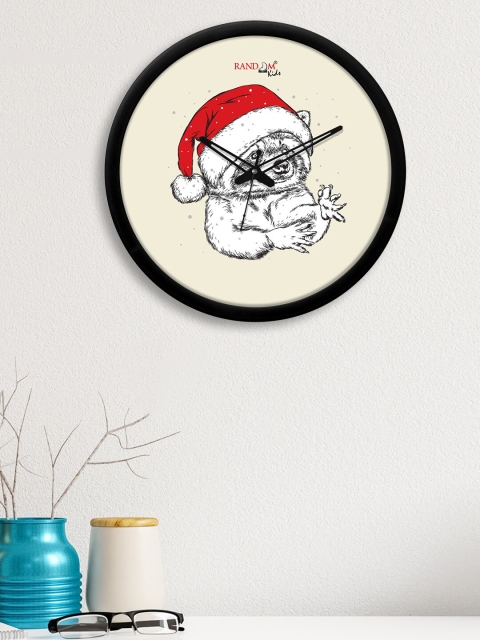 

RANDOM Red & White Santa Teddy Doggy Printed Contemporary Wall Clock