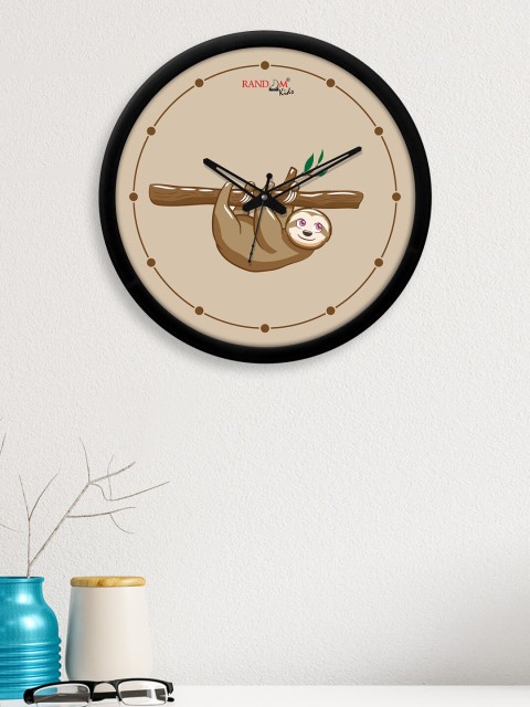 

RANDOM Beige & Brown Monkey Printed Contemporary Wall Clock with Glass Frame