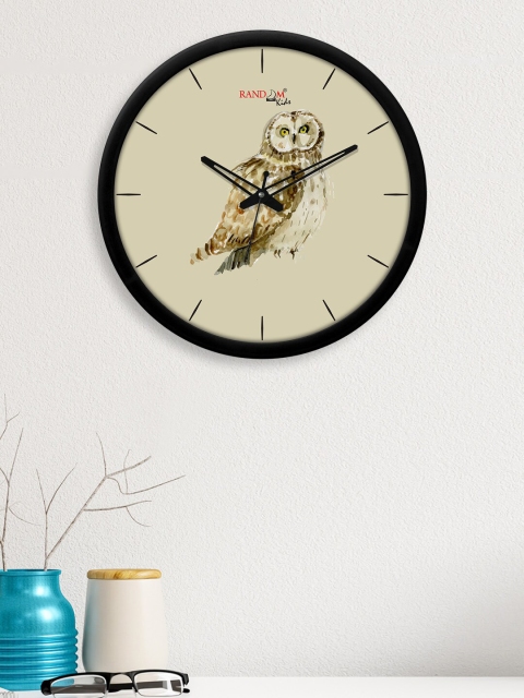 

RANDOM Black & Off White Messenger Owl Printed Analogue Contemporary Wall Clock