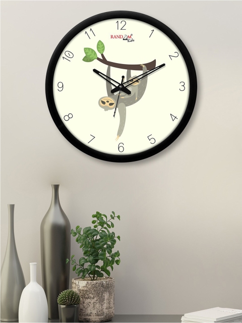 

RANDOM Off White & Brown Playing Monkey Printed Contemporary Wall Clock
