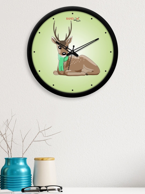 

RANDOM Lime Green & Coffee Brown Printed Contemporary Wall Clock