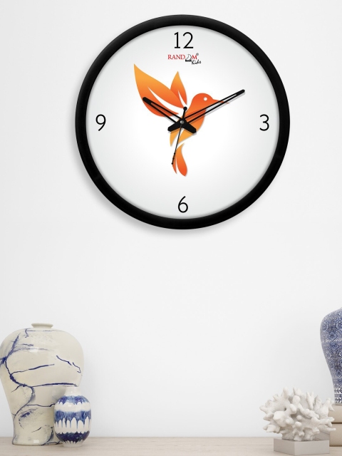 

RANDOM White & Orange Printed Contemporary Wall Clock