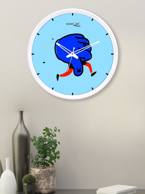 

RANDOM Turquoise Blue & Blue Thumps Down Printed Contemporary Wall Clock