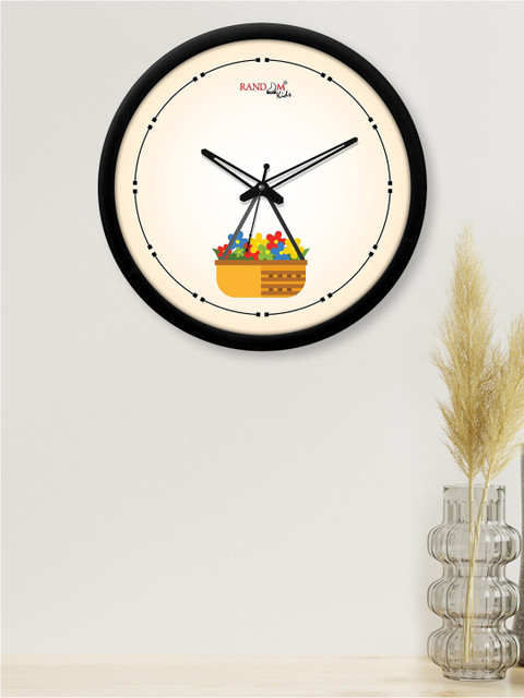 

RANDOM Black & Off White Flower Basket Printed Analogue Contemporary Wall Clock